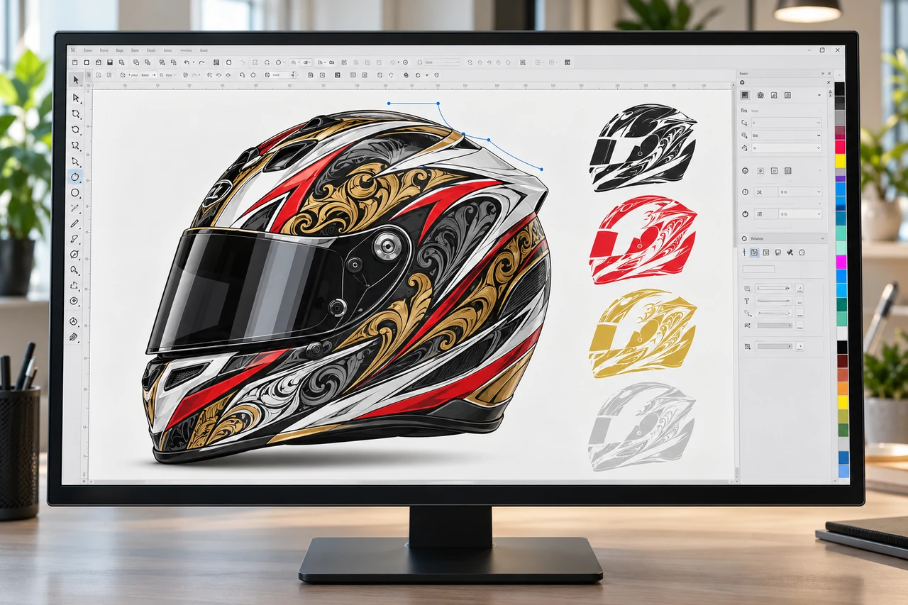 Illustrative CorelDRAW-style vector redraw workspace