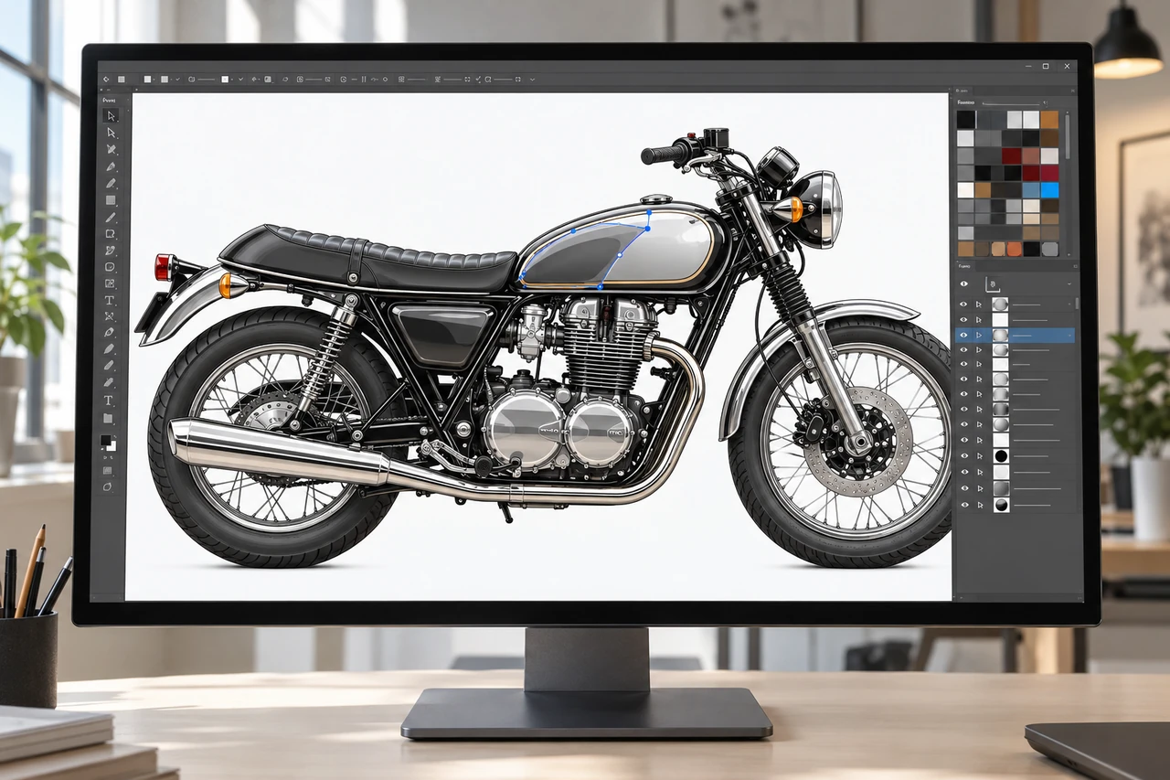 Illustrative Adobe Illustrator-style vector redraw workspace